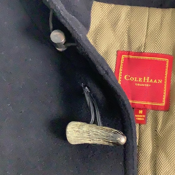 Cole Haan Country Hooded Cashmere Wool blend Black Coat men size Medium EUC - Picture 5 of 16